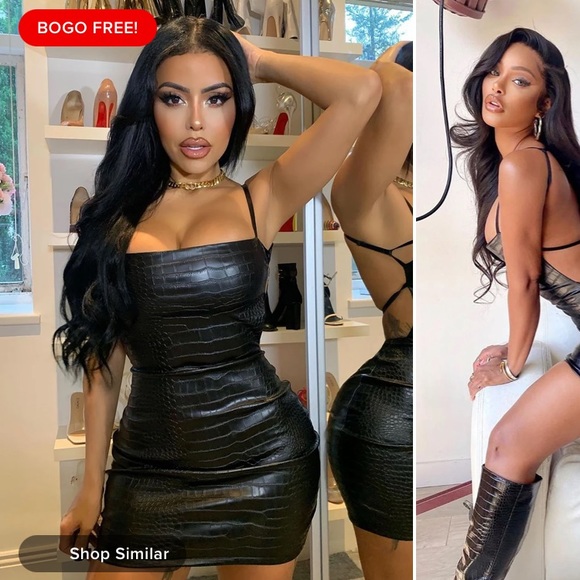 True Icon Faux Leather Mini Dress 